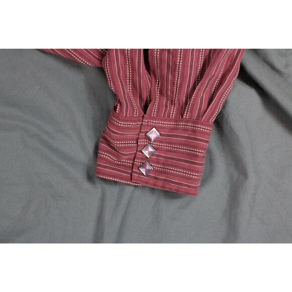 Scully Western Shirt L Mens Pink Stripes Pearl Snaps Cowboy Rockabilly Rodeo VTG - Picture 7 of 7